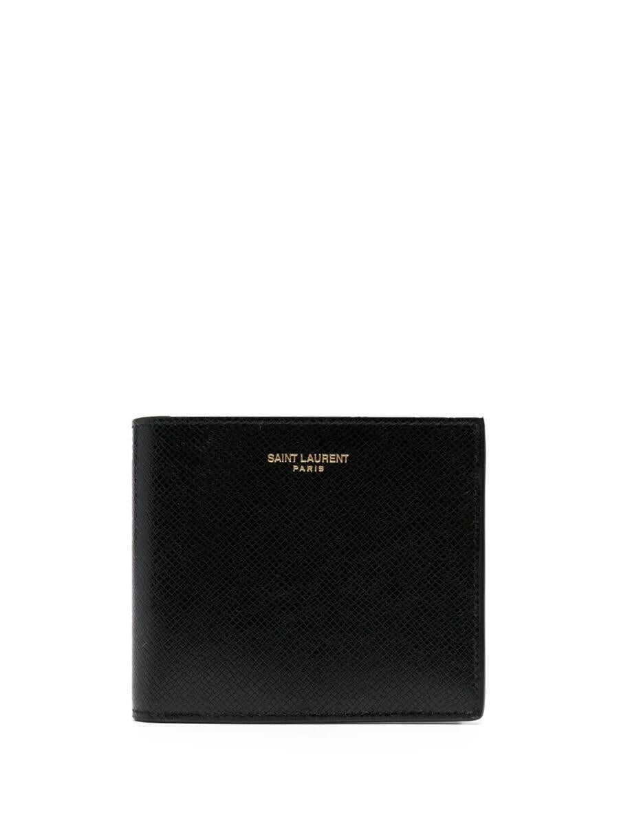 Portofele Saint Laurent Saint Laurent East/West Grained Leather Wallet Black Barbati (BM 17237056) 1