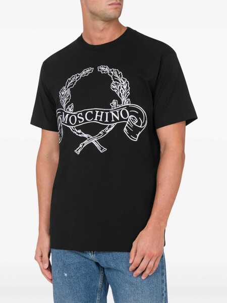 Tricouri Moschino Moschino Jersey T-Shirt With Laurel Print Black Barbati (BM 17237080) 2