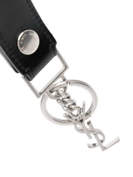 Accesorii Saint Laurent Saint Laurent Monogram Leather Keyring Black Barbati (BM 17237347) 2
