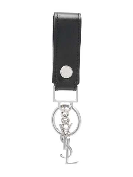 Accesorii Saint Laurent Saint Laurent Monogram Leather Keyring Black Barbati (BM 17237347) 1