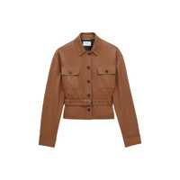 Geci Saint Laurent Saharienne Leather Cropped Jacket Femei