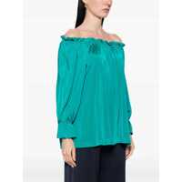 Topuri Alberta Ferretti Dama - Topuri Alberta Ferretti Blue Top With Pleated Details In Viscose Woman BLUE Femei (BM 17238823) - B-mall.ro