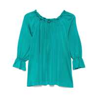 Topuri Blue Top With Pleated Details In Viscose Woman Femei