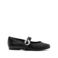 Balerini Black Ballerinas With Metallic Logo And Strap In Smooth Leather Woman Femei
