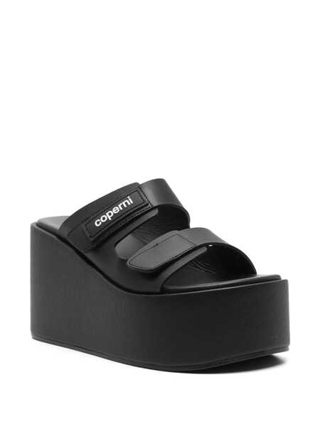 Pantofi cu toc COPERNI Black Wedges With Logo Patch On The Front And Touch-Strap Closure In Leather Woman Black Femei (BM 17239969) 2