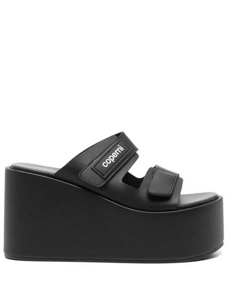 Pantofi cu toc COPERNI Black Wedges With Logo Patch On The Front And Touch-Strap Closure In Leather Woman Black Femei (BM 17239969) 1