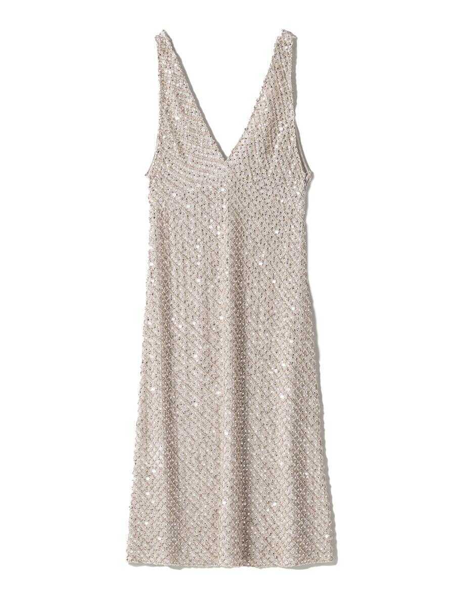 Rochii Miu Miu Miu Miu Embroidered Chiffon Dress Silver Femei (BM 17242897) 1