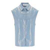 Camasi casual FEDERICA TOSI DENIM ACQUA SEQUINS SLEEVELESS SHIRT Femei