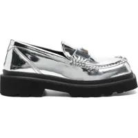 Mocasini Lamè Leather Specchio Loafers With Carrion Sole Femei