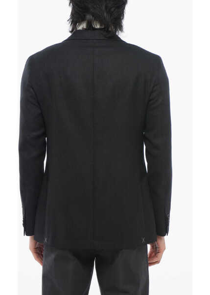 Sacouri CORNELIANI Cc Collection Hopsack Right Blazer Black Barbati (BM 17247092) 2