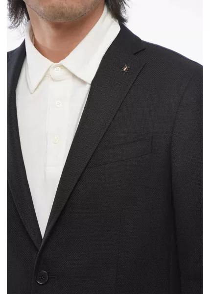 Sacouri CORNELIANI Cc Collection Hopsack Right Blazer Black Barbati (BM 17247092) 3