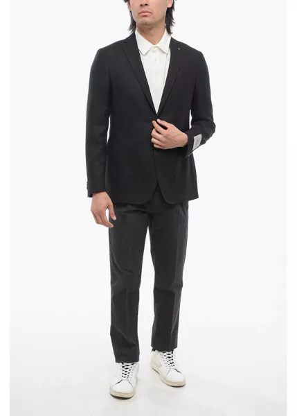 Sacouri CORNELIANI Cc Collection Hopsack Right Blazer Black Barbati (BM 17247092) 4