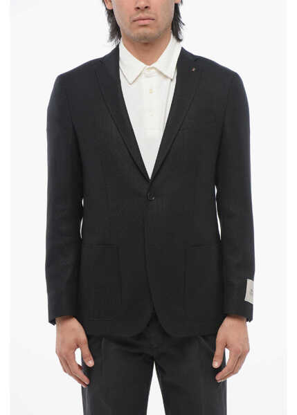 Sacouri CORNELIANI Cc Collection Hopsack Right Blazer Black Barbati (BM 17247092) 1