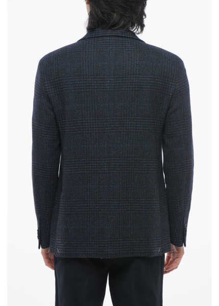 Sacouri CORNELIANI Cc Collection Checkered Right Blazer Blue Barbati (BM 17247101) 2