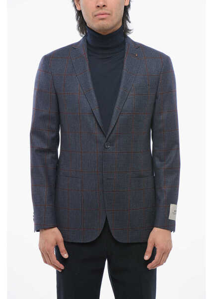 Sacouri CORNELIANI Cc Collection Virgin Wool Blazer With Check Pattern Blue Barbati (BM 17247104) 1