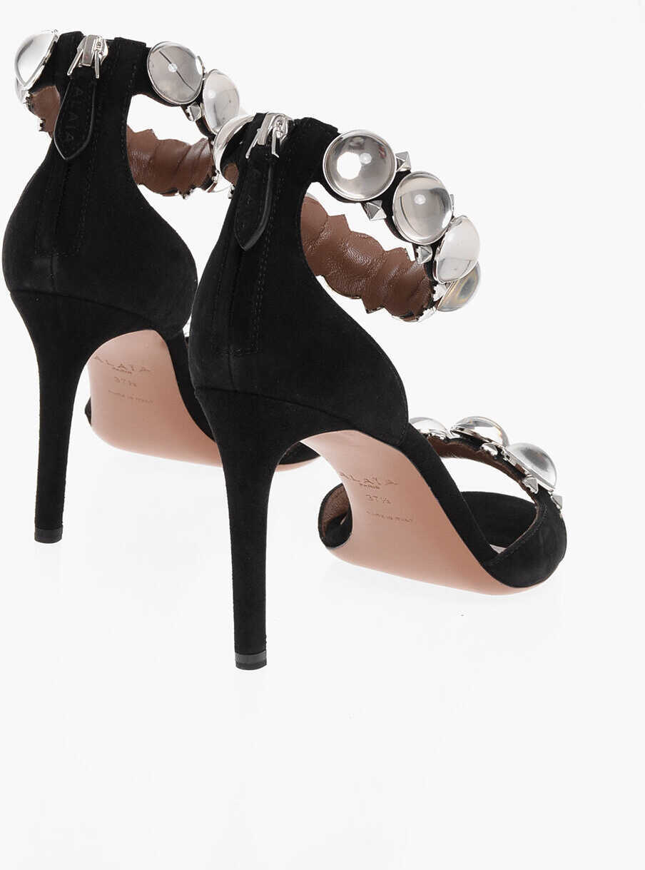 Sandale cu toc Alaa Rhinestoned La Bombe Suede Sandals 9Cm Black Femei (BM 17247167) 2