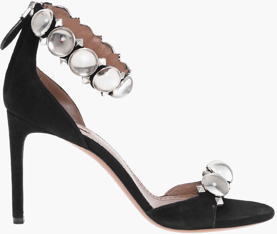 Sandale cu toc Alaa Rhinestoned La Bombe Suede Sandals 9Cm Black Femei (BM 17247167) 3