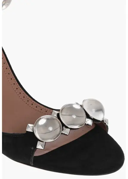 Sandale cu toc Alaa Rhinestoned La Bombe Suede Sandals 9Cm Black Femei (BM 17247167) 4