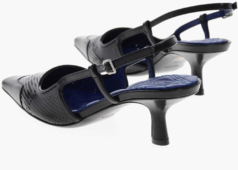 Pantofi stiletto Burberry Perforated Leather Slingbacks With Squared Toe 5Cm Black Femei (BM 17247176) 2