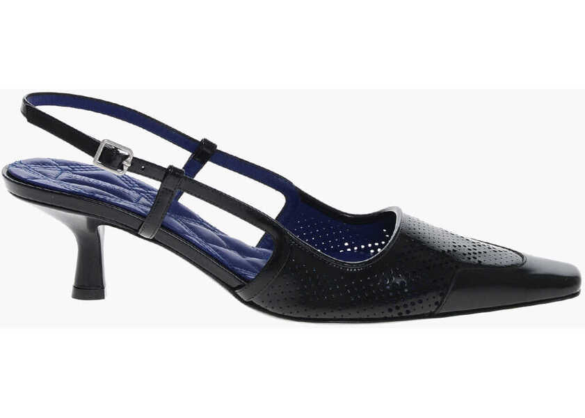 Pantofi stiletto Burberry Perforated Leather Slingbacks With Squared Toe 5Cm Black Femei (BM 17247176) 3