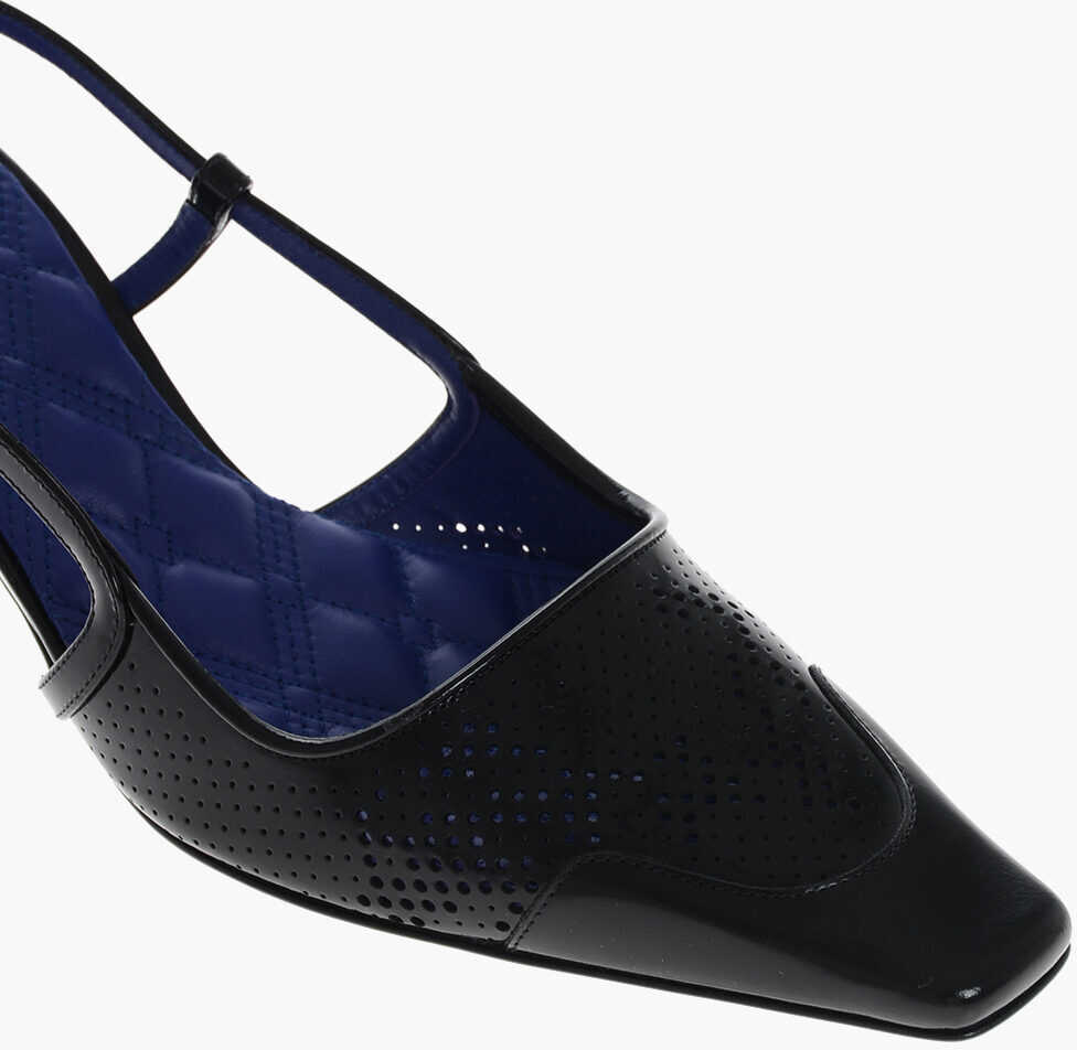 Pantofi stiletto Burberry Perforated Leather Slingbacks With Squared Toe 5Cm Black Femei (BM 17247176) 4