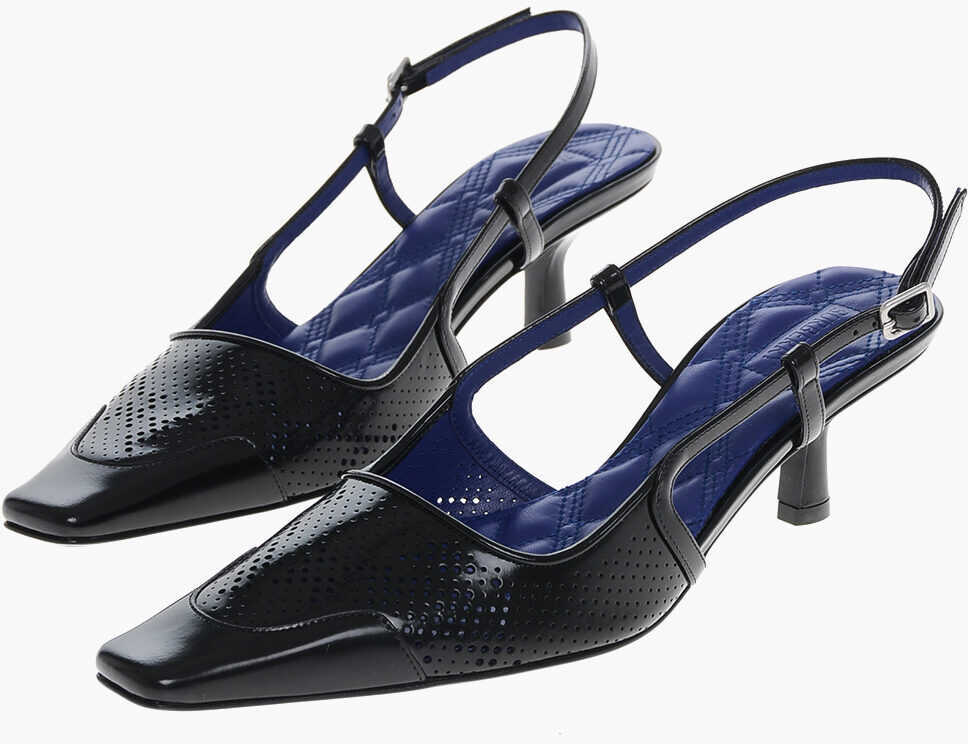Pantofi stiletto Burberry Perforated Leather Slingbacks With Squared Toe 5Cm Black Femei (BM 17247176) 1