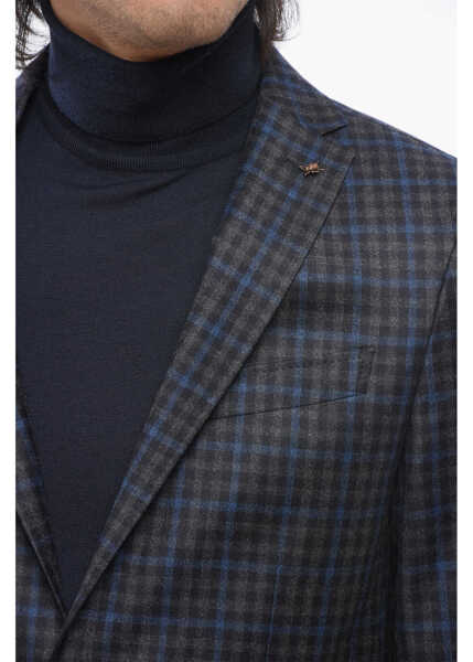 Sacouri CORNELIANI Cc Collection Virgin Wool Blazer With Check Pattern Blue Barbati (BM 17247215) 3