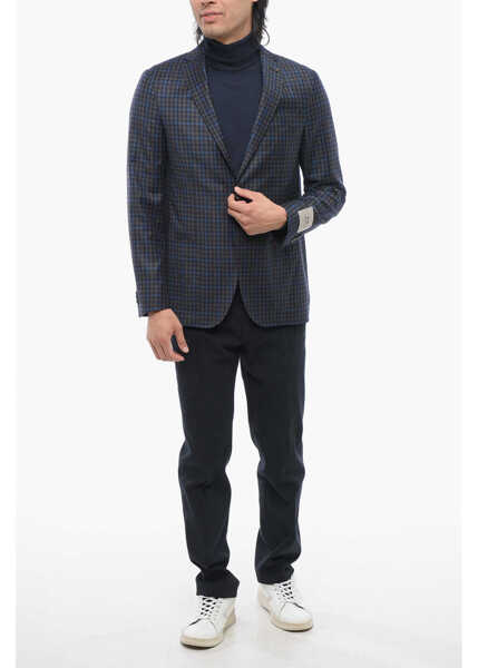 Sacouri CORNELIANI Cc Collection Virgin Wool Blazer With Check Pattern Blue Barbati (BM 17247215) 4