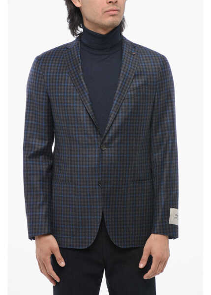 Sacouri CORNELIANI Cc Collection Virgin Wool Blazer With Check Pattern Blue Barbati (BM 17247215) 1