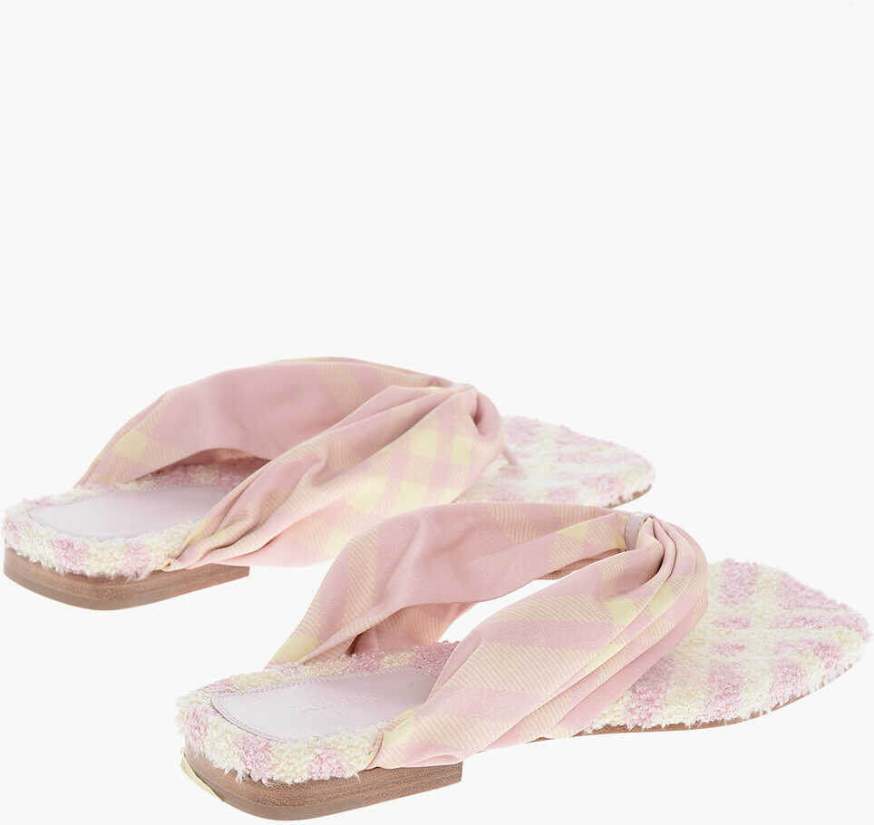 Sandale fara toc Burberry Tartan Fabric Thong Sandals Pink Femei (BM 17247368) 2
