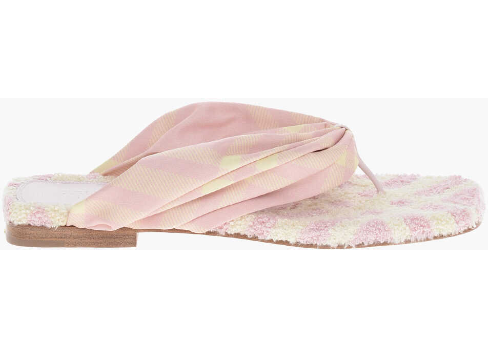 Sandale fara toc Burberry Tartan Fabric Thong Sandals Pink Femei (BM 17247368) 3