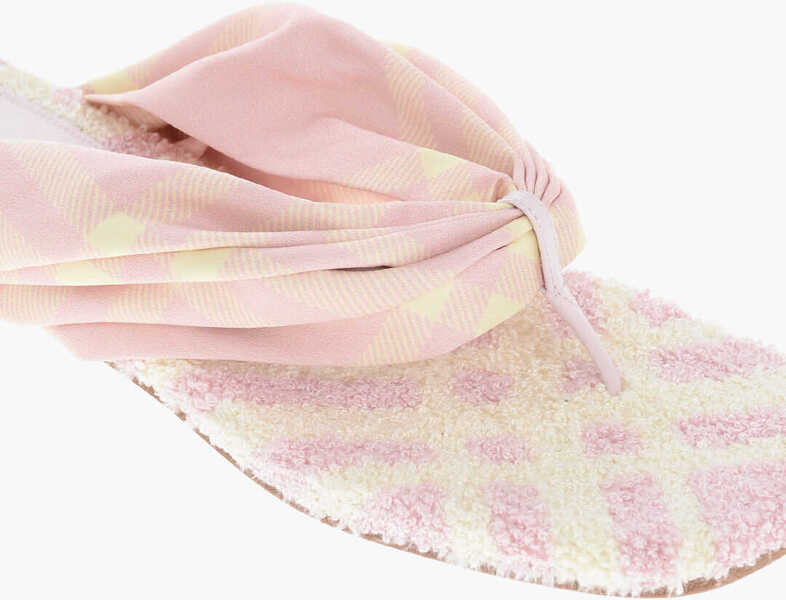 Sandale fara toc Burberry Tartan Fabric Thong Sandals Pink Femei (BM 17247368) 4