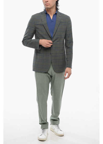 Sacouri CORNELIANI Cc Collection Linen-Blended Right Blazer Green Barbati (BM 17247383) 4