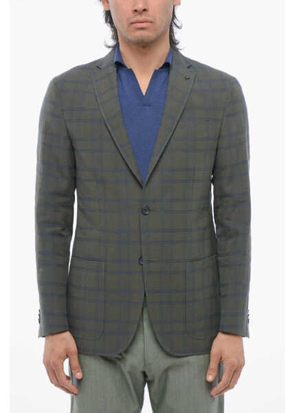 Sacouri CORNELIANI Cc Collection Linen-Blended Right Blazer Green Barbati (BM 17247383) 1