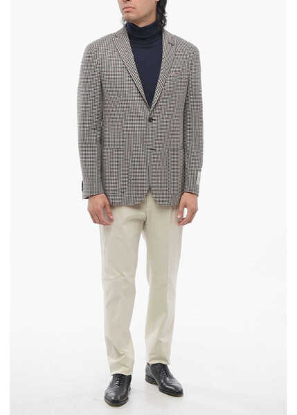Sacouri CORNELIANI Cc Collection Houndstooth-Patterned Blazer Beige Barbati (BM 17247395) 4