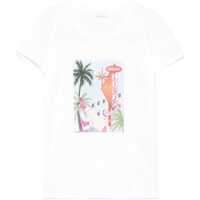Tricouri T-shirt with print and rhinestones Femei