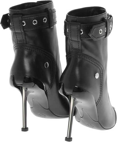Botine Alexander McQueen Front Zipped Leather Booties With Stiletto Heel 10Cm Black Femei (BM 17247650) 3