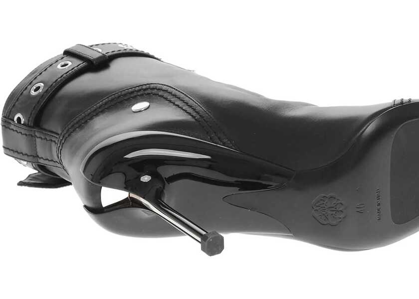 Botine Alexander McQueen Front Zipped Leather Booties With Stiletto Heel 10Cm Black Femei (BM 17247650) 4