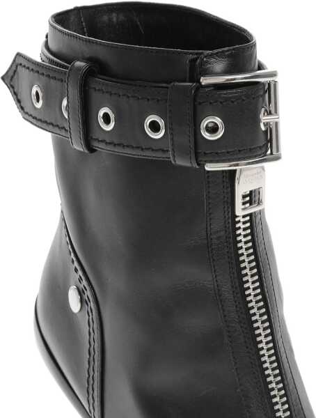 Botine Alexander McQueen Front Zipped Leather Booties With Stiletto Heel 10Cm Black Femei (BM 17247650) 5