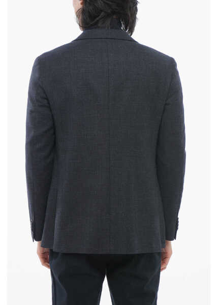 Sacouri CORNELIANI Cc Collection Cotton-Blended Right Blazer With Hopsack Motif Blue Barbati (BM 17247659) 2