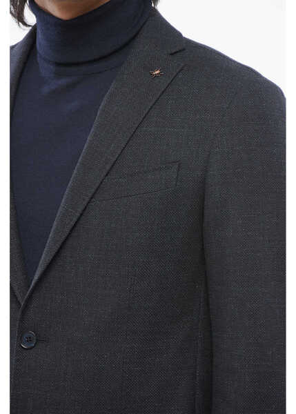 Sacouri CORNELIANI Cc Collection Cotton-Blended Right Blazer With Hopsack Motif Blue Barbati (BM 17247659) 3