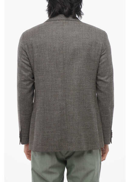 Sacouri CORNELIANI Cc Collection Cotton-Blended Right Blazer With Hopsack Motif Brown Barbati (BM 17247662) 2