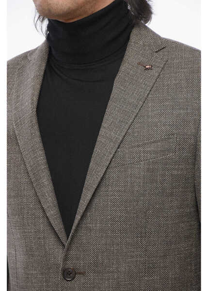 Sacouri CORNELIANI Cc Collection Cotton-Blended Right Blazer With Hopsack Motif Brown Barbati (BM 17247662) 3