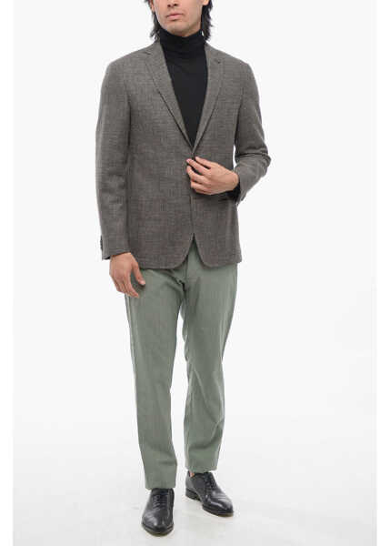 Sacouri CORNELIANI Cc Collection Cotton-Blended Right Blazer With Hopsack Motif Brown Barbati (BM 17247662) 4