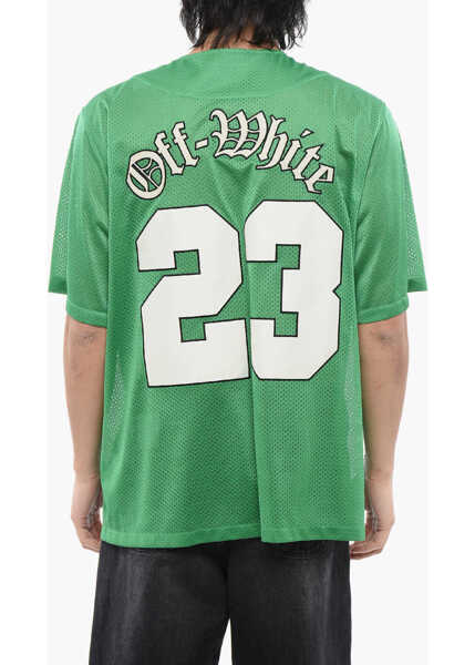 Tricouri Off-White Embroidered Baseball Mesh T-Shirt Green Barbati (BM 17247668) 2