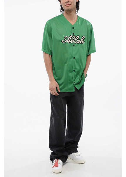 Tricouri Off-White Embroidered Baseball Mesh T-Shirt Green Barbati (BM 17247668) 4