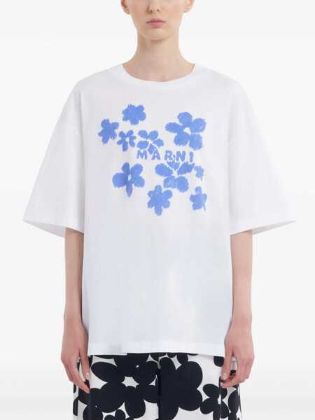 Tricouri Marni Boxy T-Shirt With Print WHITE Femei (BM 17247983) 3