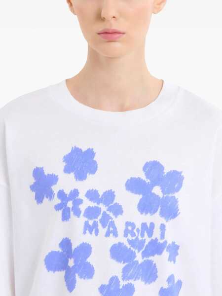 Tricouri Marni Boxy T-Shirt With Print WHITE Femei (BM 17247983) 5
