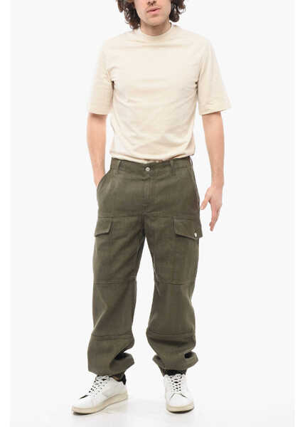 Pantaloni casual Alexander McQueen Cotton Cargo Pants With Cuffs Military Green Barbati (BM 17248214) 4