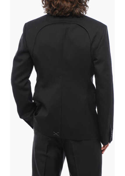 Sacouri Alexander McQueen Wool Braces Blazer With Flap Pockets Black Barbati (BM 17248217) 2